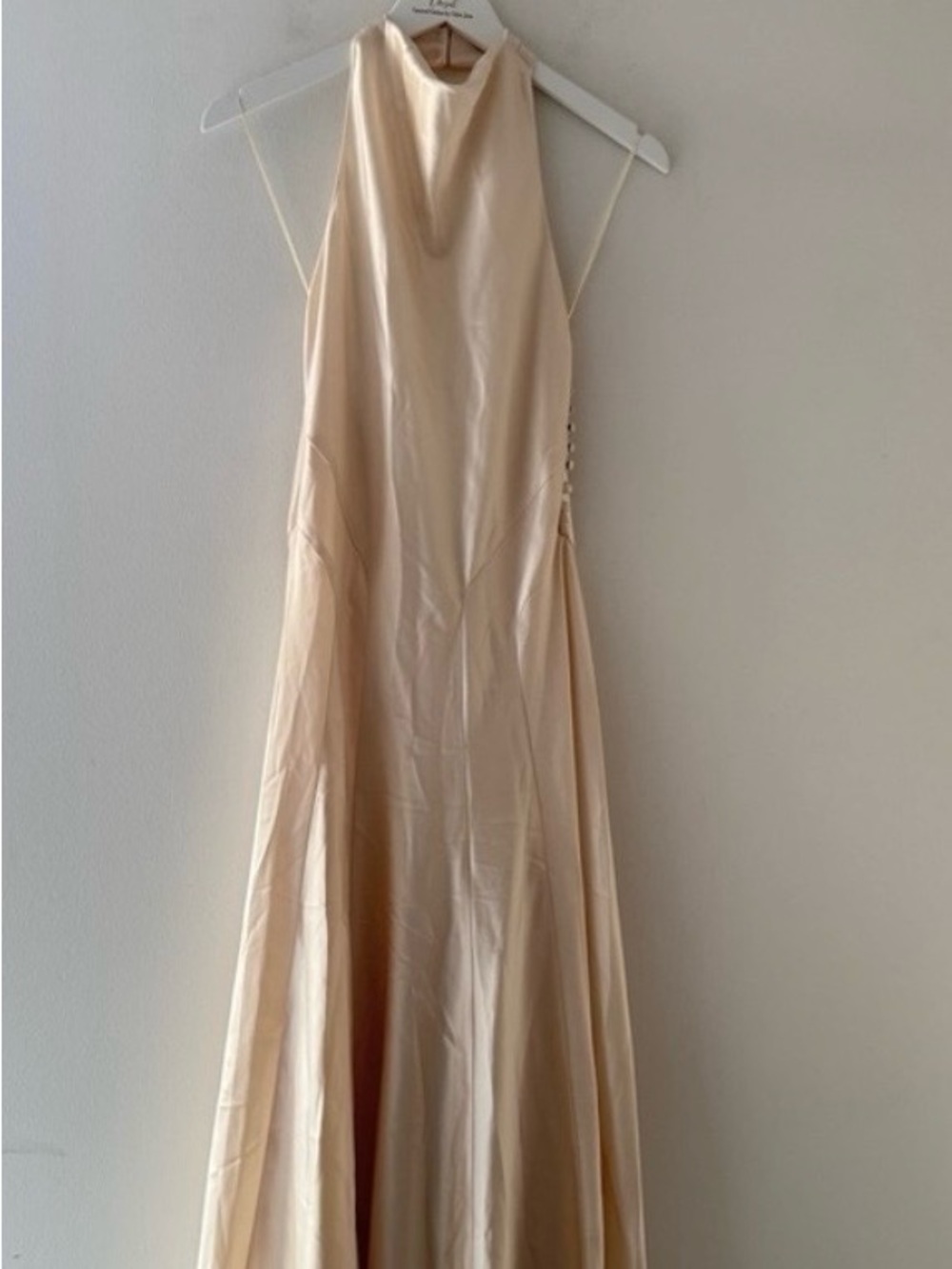 Reformation Ivory Bias-Cut Halter Wedding Gown - Picture 4 of 9
